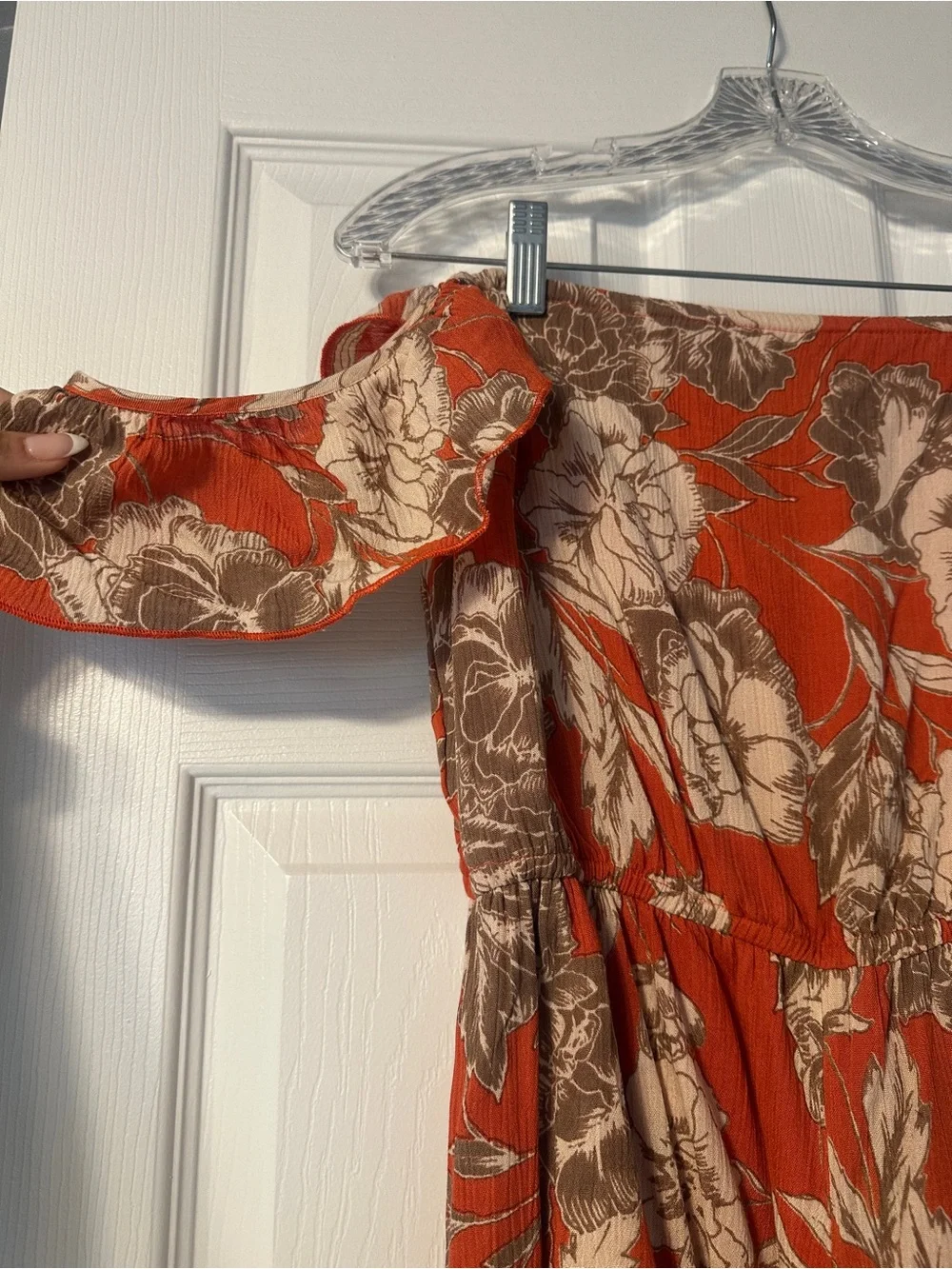 Off-Shoulder Floral Romper- Amuse Society